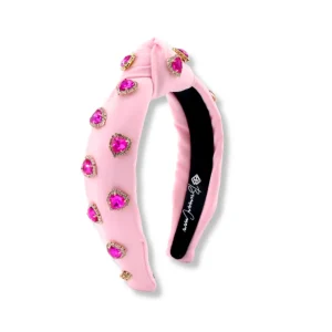 Child Size Light Pink Headband with Hot Pink Pavé Crystal Hearts-Brianna Cannon Sale