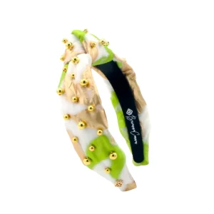 Child Size Lime Green, White & Gold Headband With Gold Beads-Brianna Cannon Discount