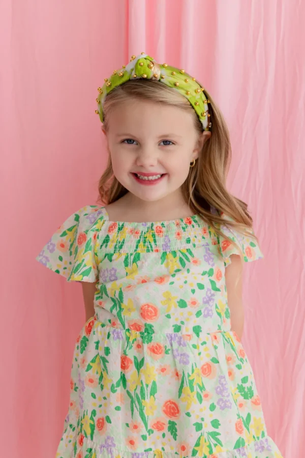Child Size Lime Green, White & Gold Headband With Gold Beads-Brianna Cannon Discount