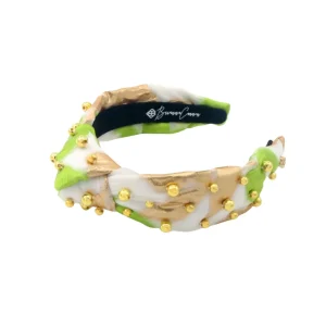 Child Size Lime Green, White & Gold Headband With Gold Beads-Brianna Cannon Discount