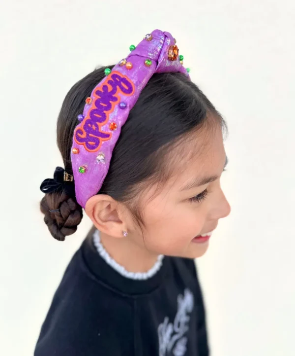 Child Size Metallic Iridescence SPOOKY Headband with Crystals-Brianna Cannon Sale
