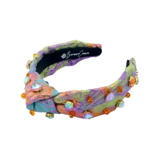 Child Size Metallic Iridescence Brocade Headband With Crystals-Brianna Cannon Fashion