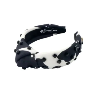 Child Size Monochrome Black Floral Headband with Black Beads-Brianna Cannon Outlet