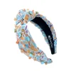 Child Size Mosaic Headband with Blue & Orange Crystals-Brianna Cannon Fashion