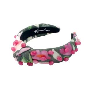 Child Size Mossy Floral Headband with Pink Beads-Brianna Cannon Online