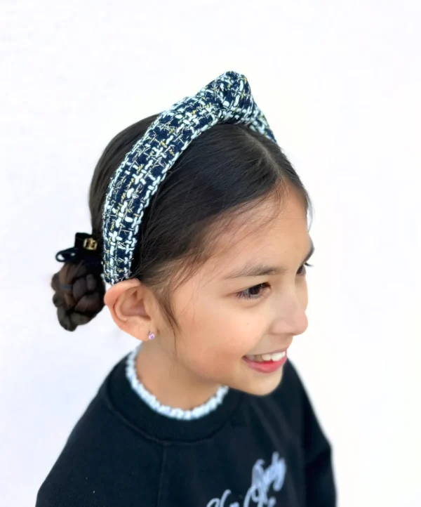 Child Size Navy, Gold & White Tweed Headband-Brianna Cannon Best