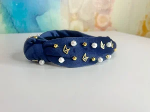 Child Size Navy PCA Charm Headband with Gold Beads-Brianna Cannon Discount