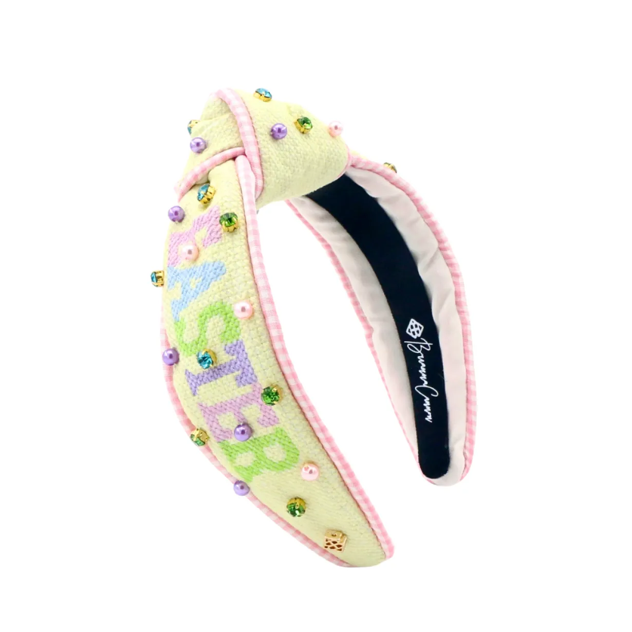 child_size_pastel_yellow__0.webp Child Size Pastel Yellow EASTER Cross Stitch Headband-Brianna Cannon Hot