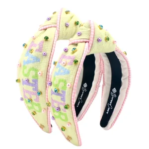 Child Size Pastel Yellow EASTER Cross Stitch Headband-Brianna Cannon Hot