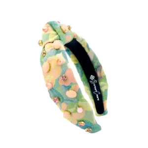 Child Size Peach & Green Floral Headband With Cabochons & Crystals-Brianna Cannon Sale