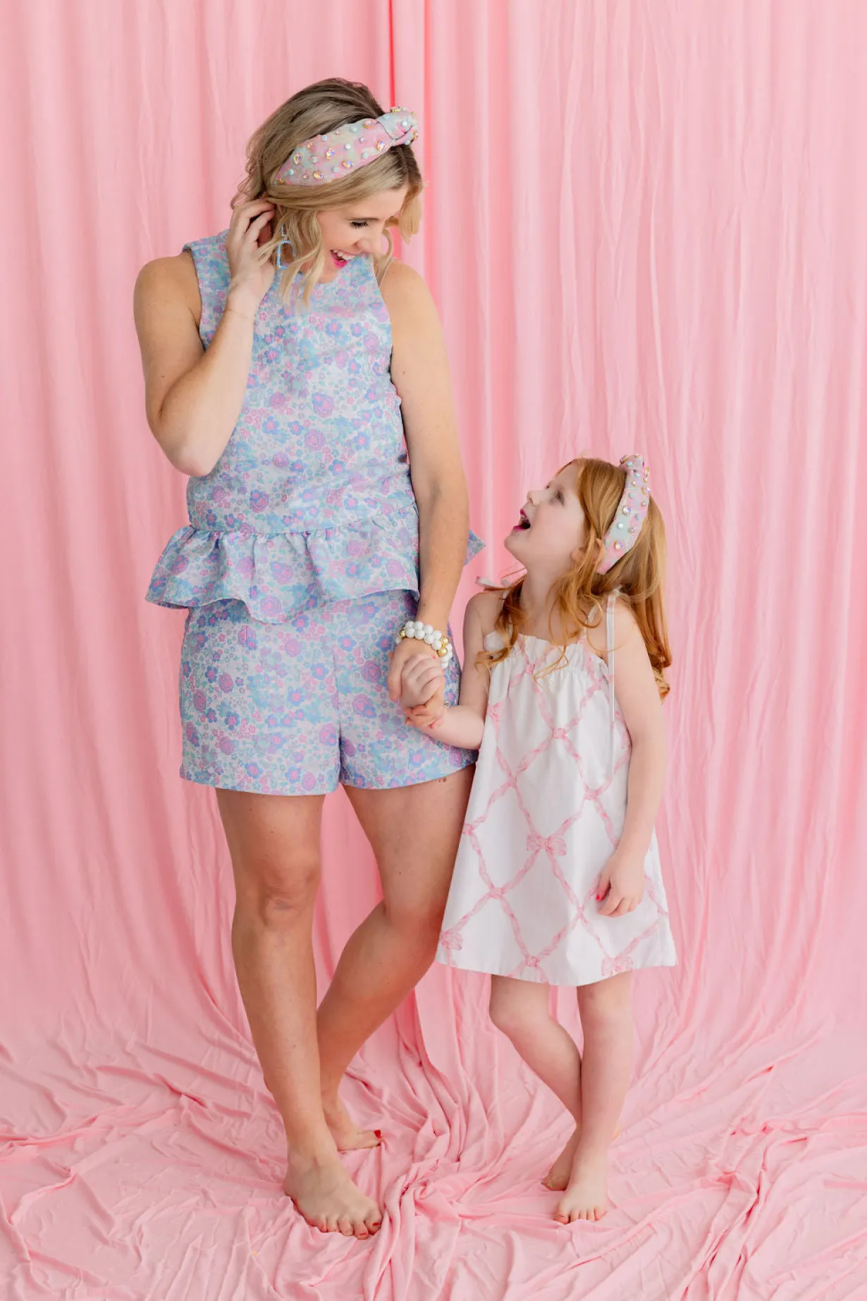 child_size_pink__blue_bro_3.webp Child Size Pink & Blue Brocade Headband With Crystals & Stones-Brianna Cannon Online
