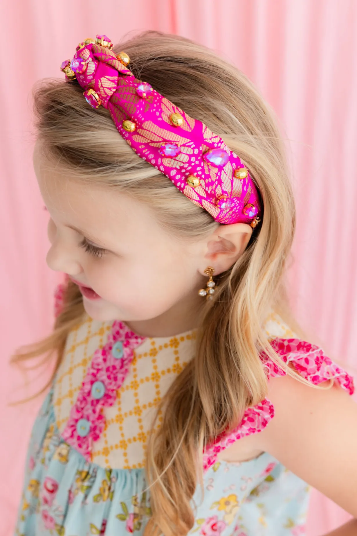 child_size_pink__gold_flo_1.webp Child Size Pink & Gold Floral Headband with Gold Beads & Pink Crystals-Brianna Cannon Outlet