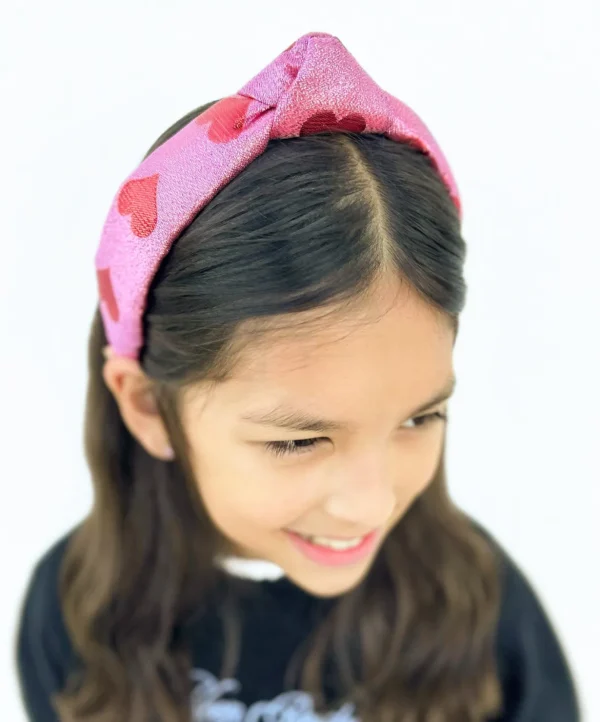Child Size Pink & Red Hearts Shimmer Headband-Brianna Cannon Online