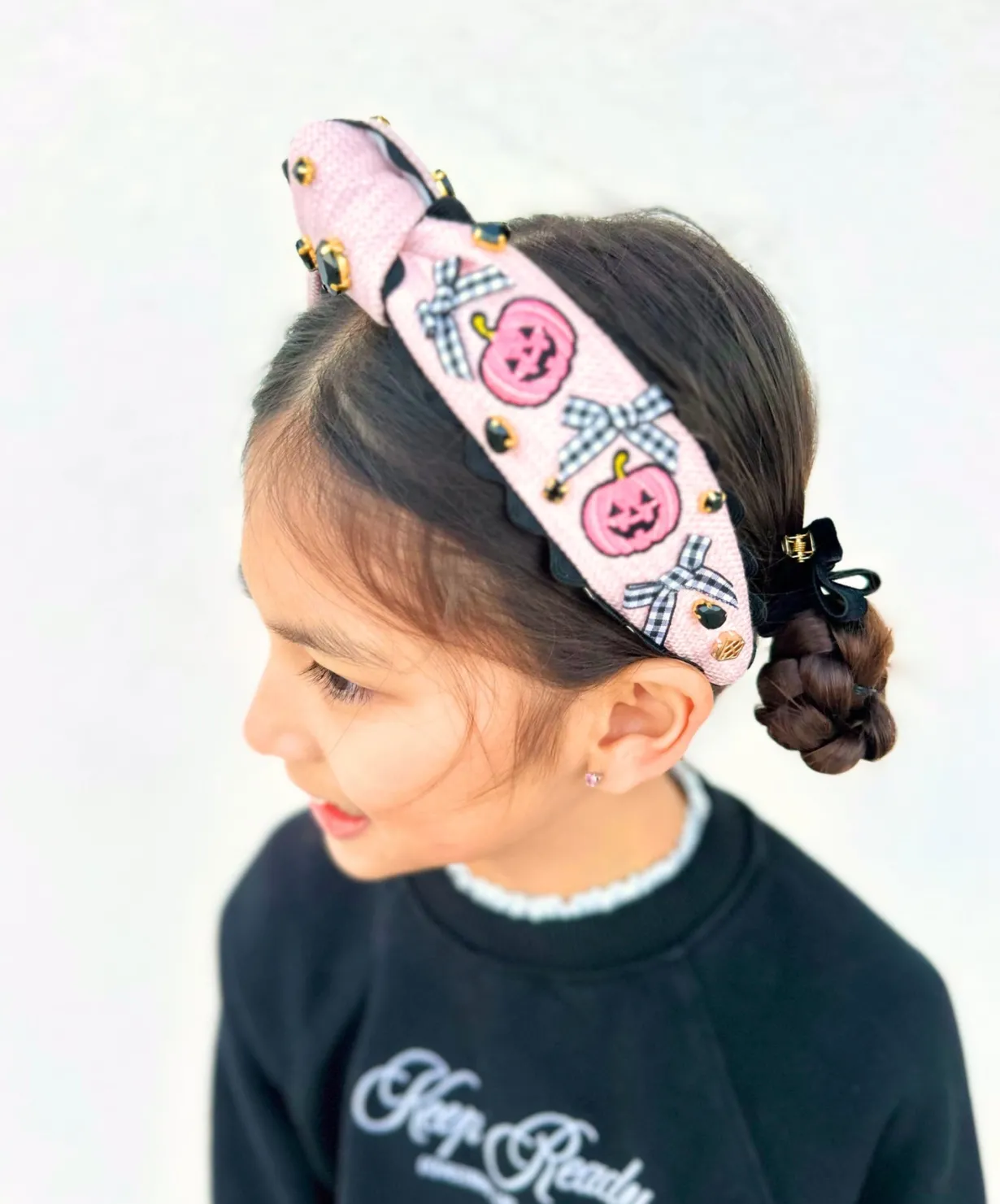 child_size_pink_crossstit_2.webp Child Size Pink Cross-Stitch Halloween Headband with Embroidered Pumpkins-Brianna Cannon Discount