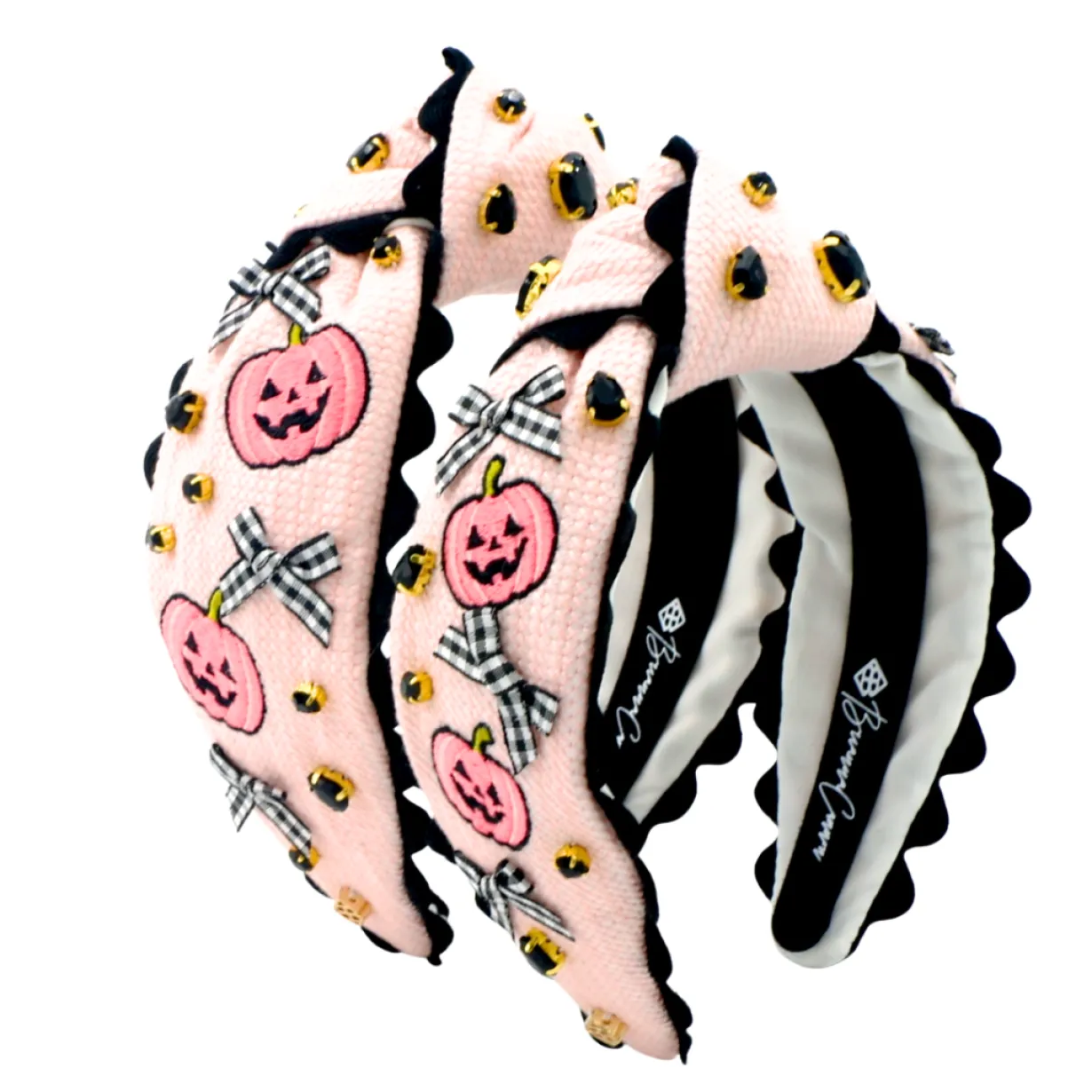 child_size_pink_crossstit_3.webp Child Size Pink Cross-Stitch Halloween Headband with Embroidered Pumpkins-Brianna Cannon Discount