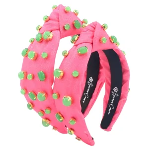 Child Size Pink Shimmer Headband with Jade Stones-Brianna Cannon Outlet