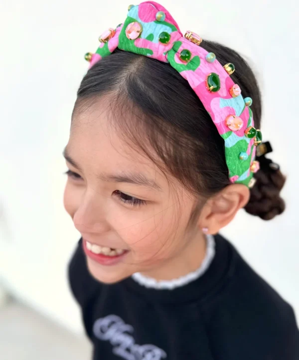 Child Size Pretty Country Pink, Green & Blue Headband-Brianna Cannon Outlet