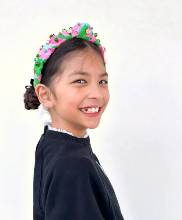 Child Size Pretty Country Pink, Green & Blue Headband-Brianna Cannon Outlet