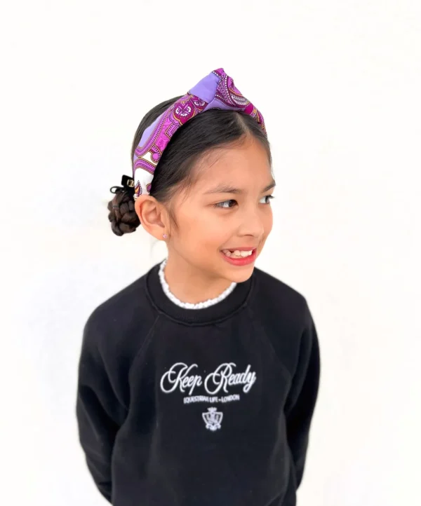Child Size Purple Bandana Knotted Headband-Brianna Cannon Clearance