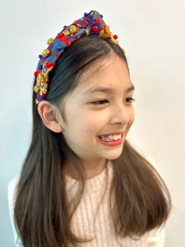 Child Size Red & Blue Primary Floral Headband-Brianna Cannon Online