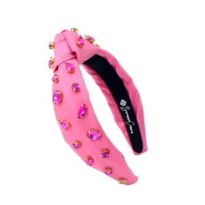 Child Size Shimmer Headband with Hand-Sewn Crystals in Pink-Brianna Cannon Clearance