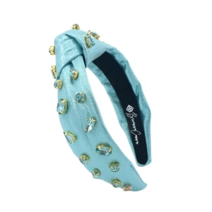 Child Size Shimmer Headband with Hand-Sewn Crystals in Blue-Brianna Cannon Outlet