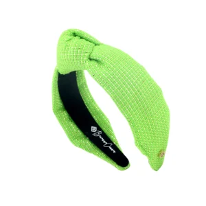 Child Size Solid Tweed and Gold Headband in Lime-Brianna Cannon Hot