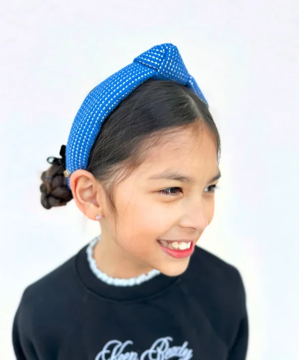 Child Size Solid Tweed and Gold Headband in Blue-Brianna Cannon Best
