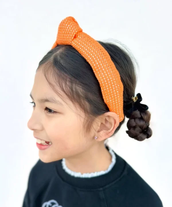Child Size Solid Tweed and Gold Headband in Orange-Brianna Cannon Best