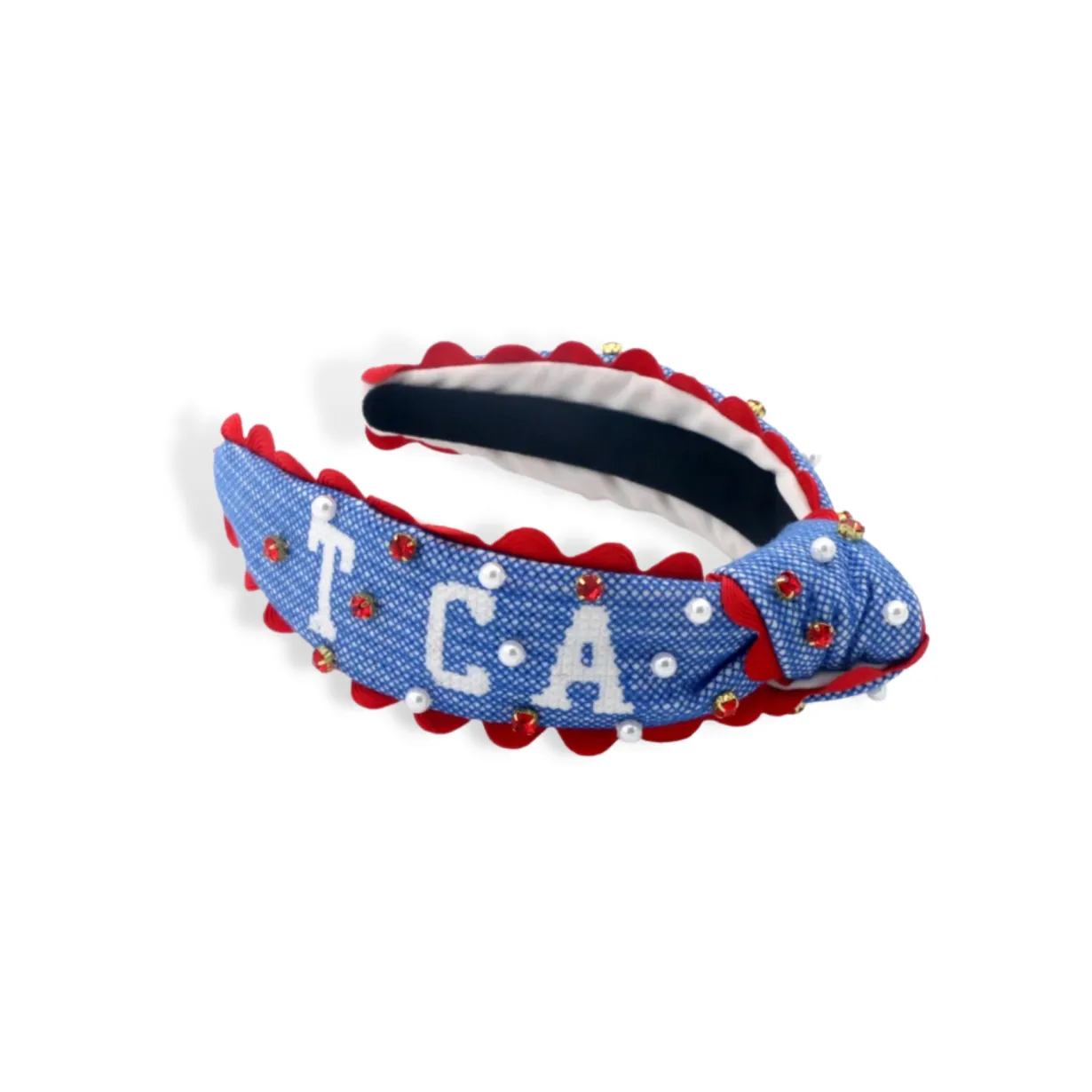 child_size_tca_trojans_cr_3.webp Child Size TCA TROJANS Cross-Stitch Headband With Crystals and Pearls-Brianna Cannon Discount