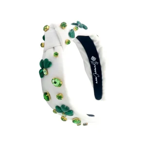 Child Size White Headband with Shamrocks & Crystals-Brianna Cannon Hot