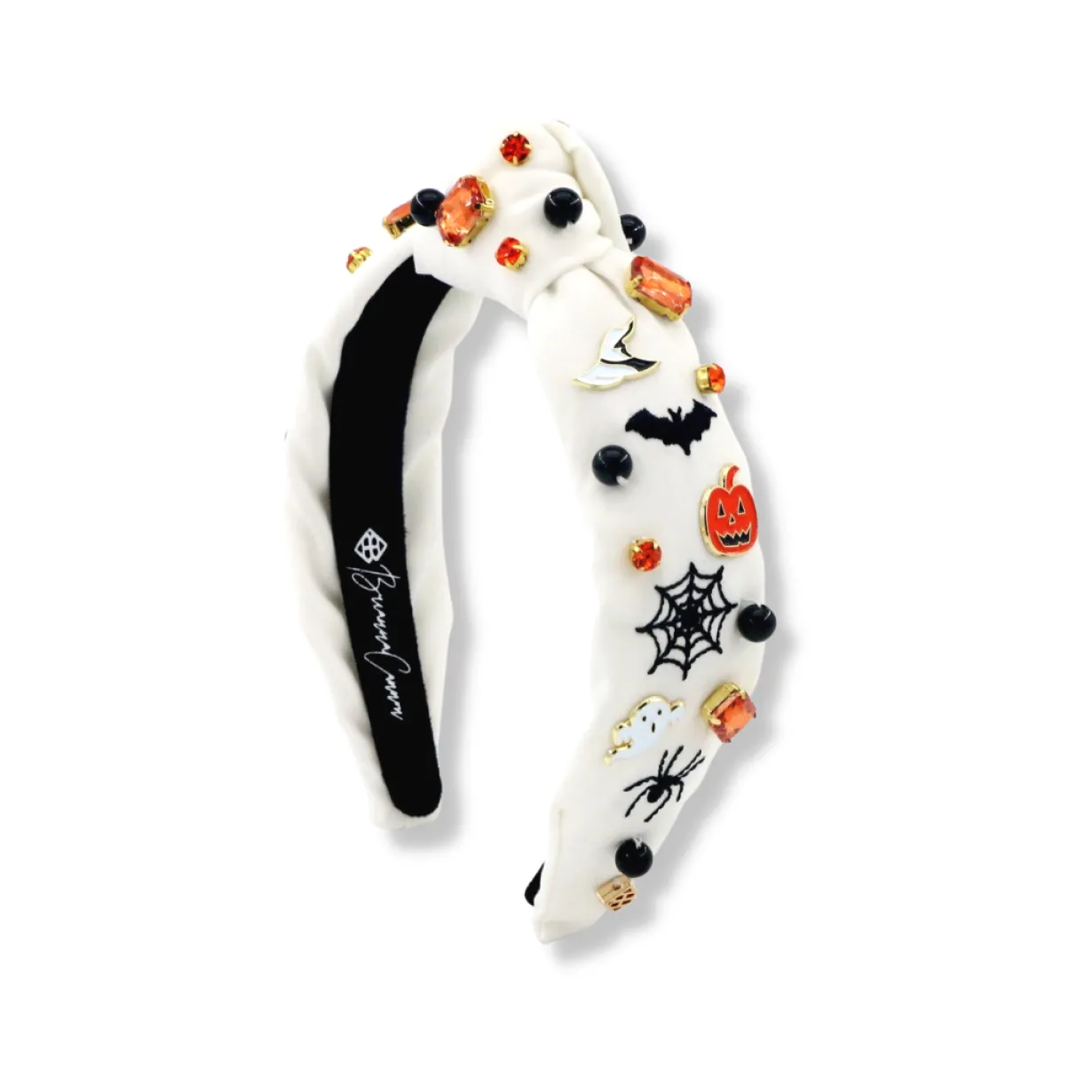 child_size_white_headband_0.webp Child Size White Headband with Halloween Embroidery, Charms & Crystals-Brianna Cannon Fashion