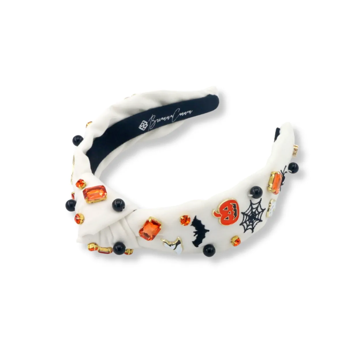 child_size_white_headband_1.webp Child Size White Headband with Halloween Embroidery, Charms & Crystals-Brianna Cannon Fashion