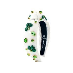 Child Size White Headband with Shamrocks & Crystals-Brianna Cannon Hot