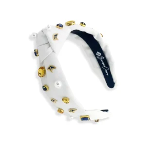 Child Size White PCA Logo Headband With Pearls and Crystals-Brianna Cannon Sale