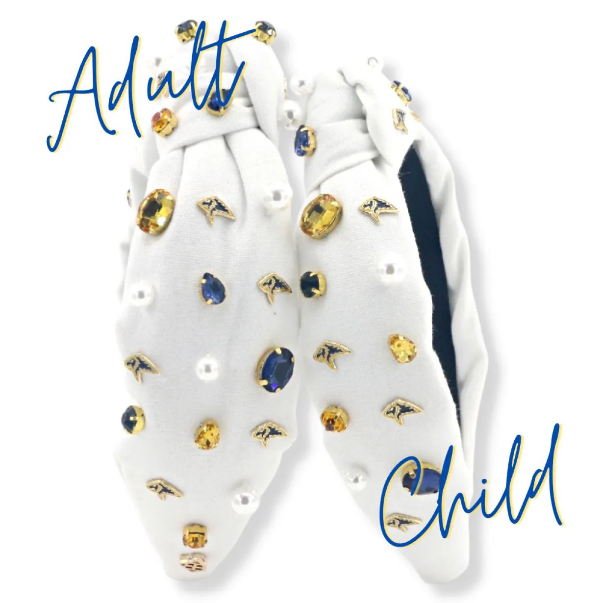 child_size_white_pca_logo_2.webp Child Size White PCA Logo Headband With Pearls and Crystals-Brianna Cannon Sale