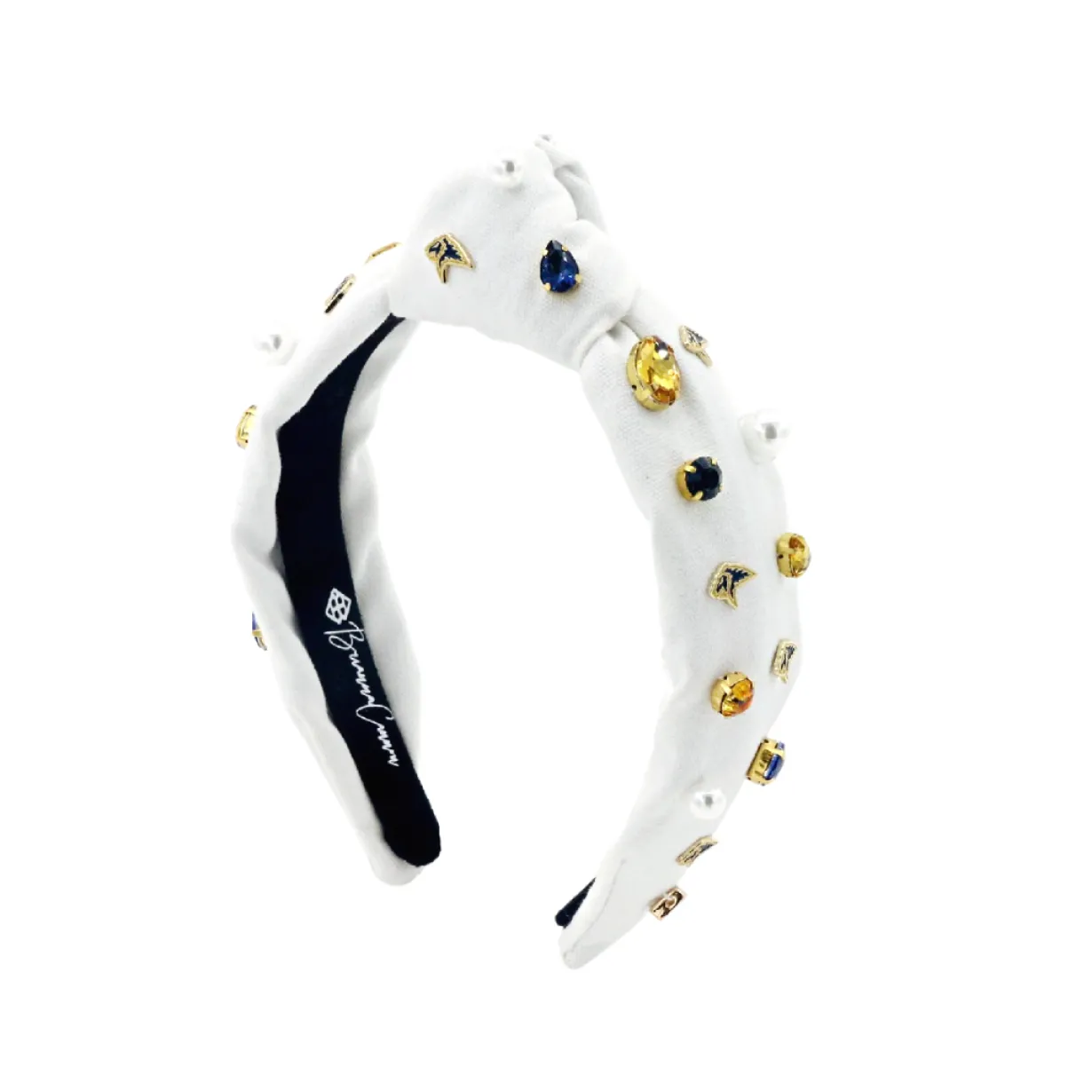 child_size_white_pca_logo_3.webp Child Size White PCA Logo Headband With Pearls and Crystals-Brianna Cannon Sale