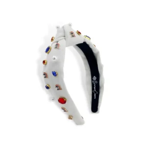 Child Size White TCA Logo Headband With Pearls and Crystals-Brianna Cannon Sale