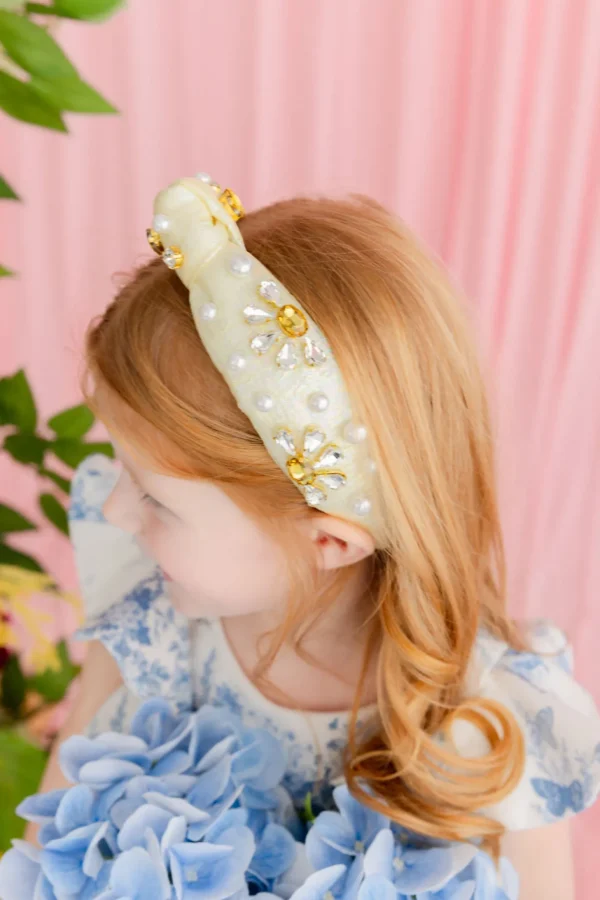 Child Size Yellow Shimmer Daisy Headband-Brianna Cannon Clearance