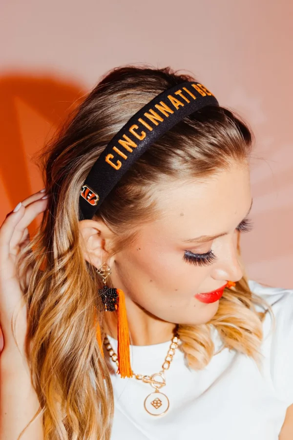 Cincinnati Bengals Thin Embroidered Headband-Brianna Cannon Fashion