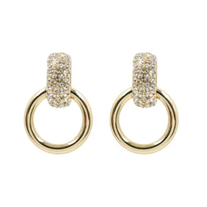 Clear Crystal & Gold Knocker Earrings-Brianna Cannon Outlet