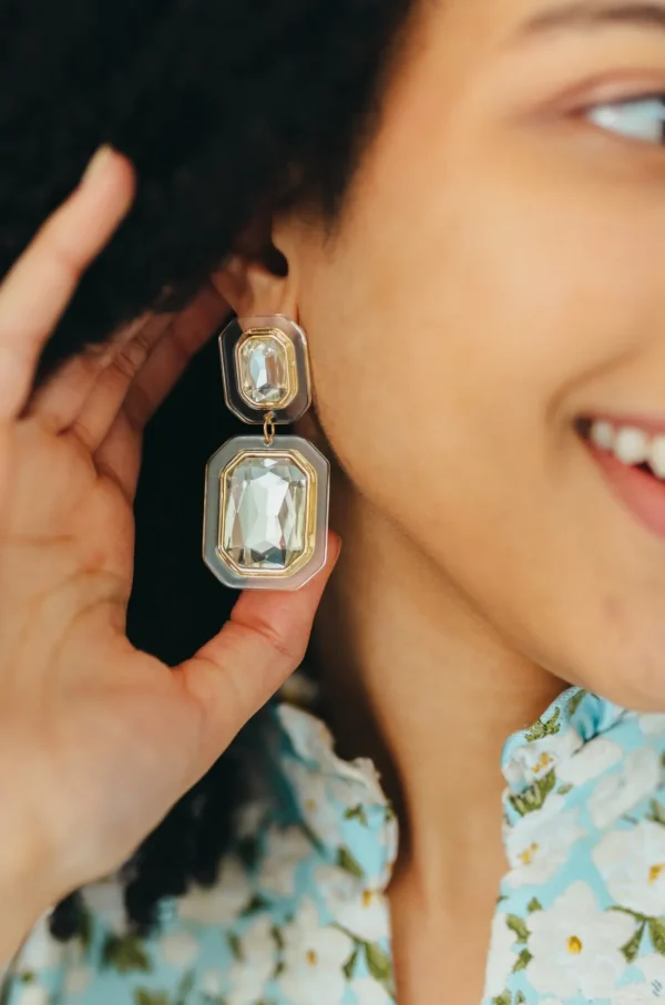Clear Crystal Drop Earrings-Brianna Cannon Clearance