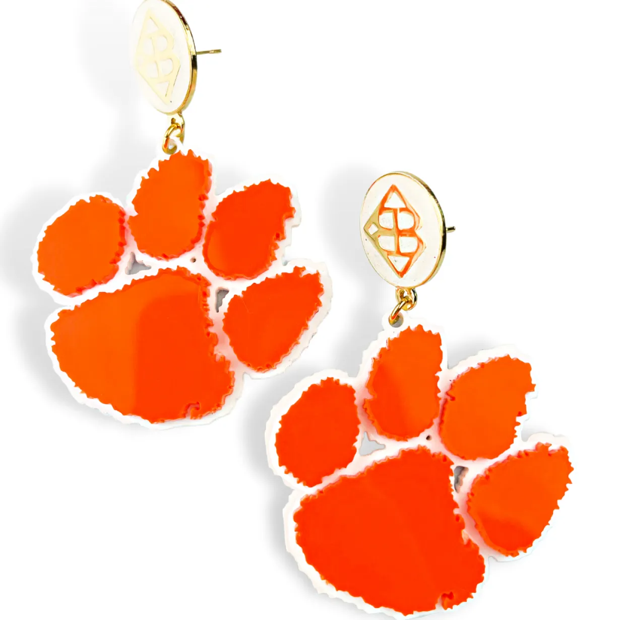 clemson_orange_and_white__0.webp Clemson Orange and White Paw Earrings-Brianna Cannon Online