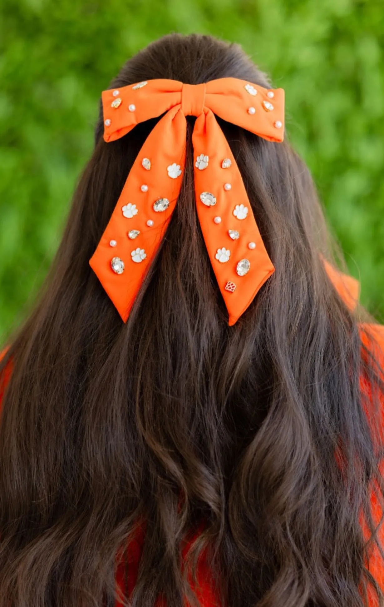 clemson_orange_bow__barre_1.webp Clemson Orange Bow Barrette-Brianna Cannon New