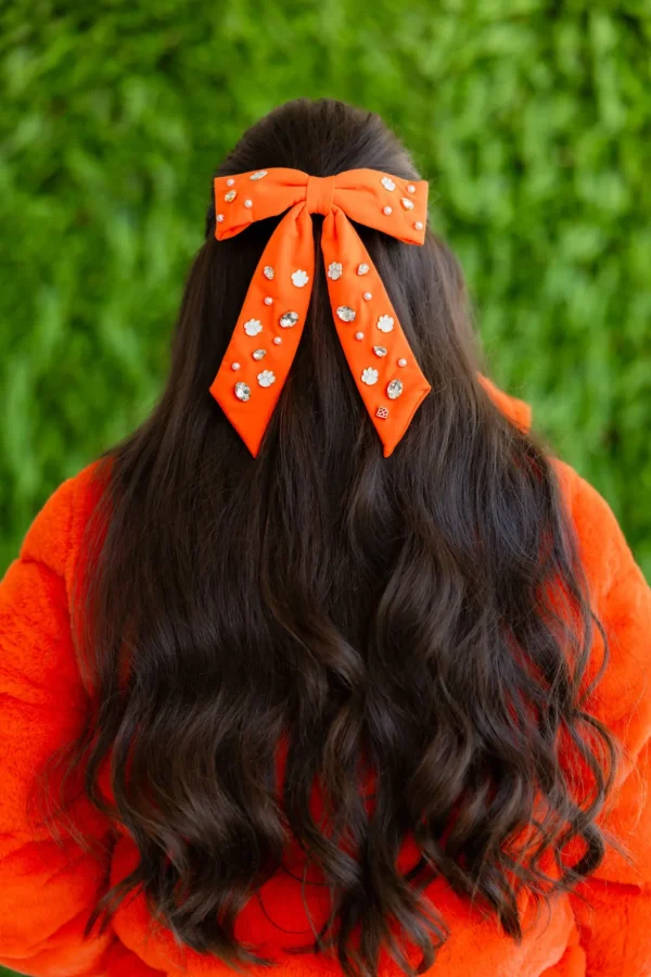 Clemson Orange Bow Barrette-Brianna Cannon New