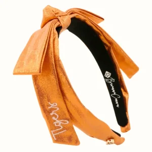 Clemson Orange Thin Embroidered Ribbon Bow Headband-Brianna Cannon Discount