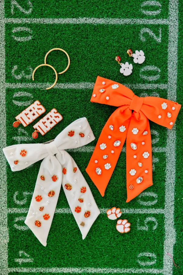 Clemson White Bow Barrette-Brianna Cannon Hot