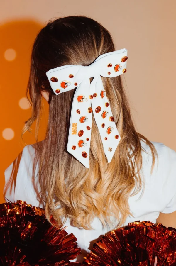 Cleveland Browns White Bow Barrette-Brianna Cannon Sale