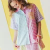 Color Block Gingham Button-Down Shirt-Brianna Cannon Outlet