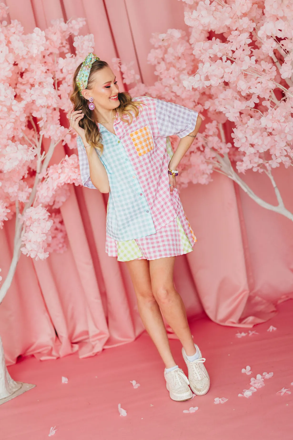 color_block_gingham_pleat_9.webp Color Block Gingham Pleated Skirt-Brianna Cannon New